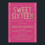 Invitation Rose moderne  or Parties scintillant cadre doux 16<br><div class="desc">Cette invitation élégante, moderne et glamour à la fête d'anniversaire de Sweet sixteen est parfaite pour votre jeune fille adolescente. Il présente une typographie de parties scintillant en or rose fausse imprimé et des bordures latérales sur un arrière - plan simple violet de betterave. Chic, joli, tendance et unique !...</div>
