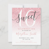 Invitation Rose moderne Parties scintillant d'or Ombre 16e an (Devant)