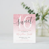 Invitation Rose moderne Parties scintillant d'or Ombre 16e an (Debout devant)