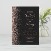 Invitation Rose moderne Parties scintillant Gold Edge Mariage (Debout devant)