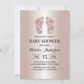 Invitation Rose moderne Parties scintillant or Baby shower pi (Devant)