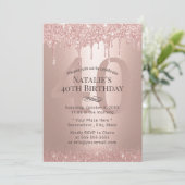 Invitation Rose moderne Parties scintillant or Drips fille 40 (Debout devant)