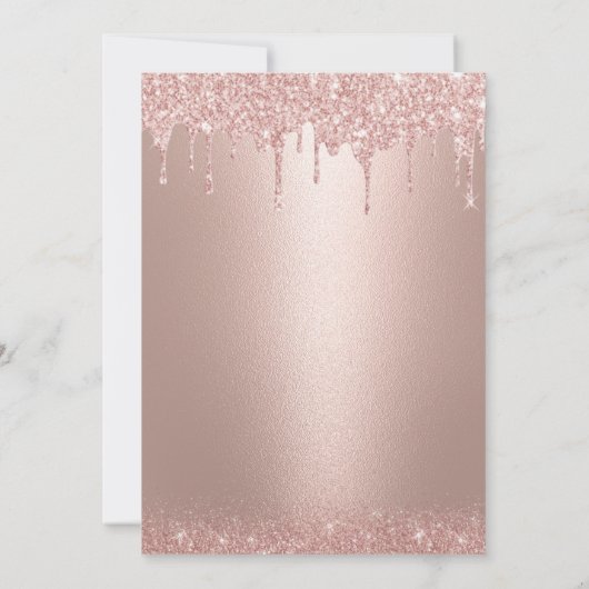Invitation Rose moderne Parties scintillant or Drips fille 40 (Dos)