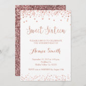 Invitation Rose moderne Parties scintillant or Sweet 16 Anniv (Devant / Derrière)
