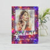 Invitation Rose moderne Photo Frame Graduation Party #2 (Debout devant)