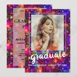 Invitation Rose moderne Photo Frame Graduation Party #2