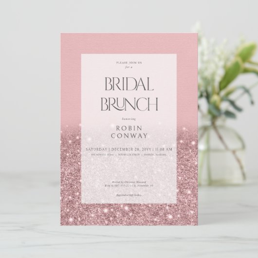 Invitation Rose moderne Pink Glam Parties scintillant Brunch (Debout devant)