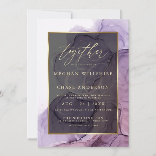 Invitation Rose moderne Plum Purple Alcohol Encre (Devant)
