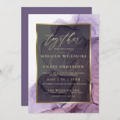 Invitation Rose moderne Plum Purple Alcohol Encre (Devant / Derrière)