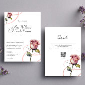 Invitation Rose moderne poussiéreux Été broussailleux Mariage