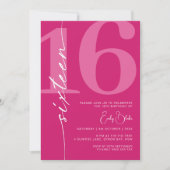 Invitation Rose moderne Seize fête d'anniversaire (Devant)