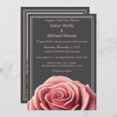 Invitation Rose moderne sur gris foncé (Devant / Derrière)
