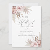 Invitation Rose moderne tendance Dusty Blush Floral Mariage (Devant)