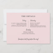 Invitation Rosé moderne toute la journée Blush Bachelorette W (Dos)