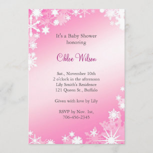 Invitation rose molle de baby shower de flocons de