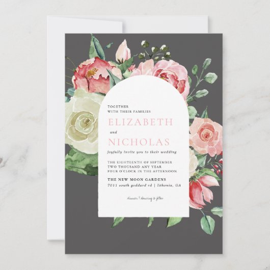 Invitation Rose Moody | Romantic Spring Florals Mariage (Devant)