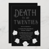 Invitation Rose Mort à mes 20 ans 30e anniversaire (Devant / Derrière)