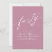 Invitation Rose muet | Fille moderne femmes 40e anniversaire (Devant)