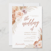 Invitation Rose Muet Pampas Terracotta Boho Mariage photo (Devant)