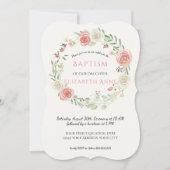 Invitation Rose n Rose Rose Rose Wreath Infant Baptême bébé f (Devant)