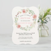 Invitation Rose n Rose Rose Rose Wreath Infant Baptême bébé f (Debout devant)