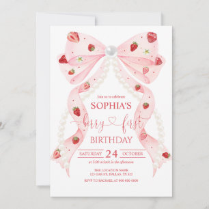 Invitation Rose Naissance Perle Arc-en-ciel 1er Anniversaire