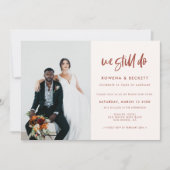 Invitation Rose neige moderne Nous continuons à Vow photo de  (Devant)