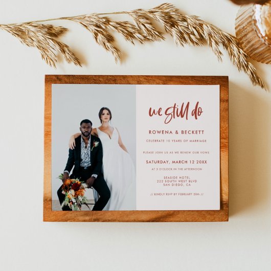 Invitation Rose neige moderne Nous continuons à Vow photo de 