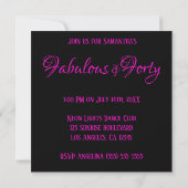 Invitation Rose néon et baiser impression noir Fabuleux et qu (Dos)