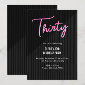Invitation Rose Néon Rétro 30e Anniversaire (Devant / Derrière)