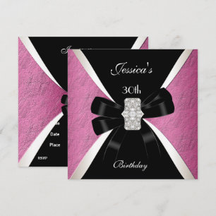 Invitation Rose Noir Blanc 30e Anniversaire