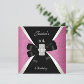 Invitation Rose Noir Blanc 30e Anniversaire (Debout devant)