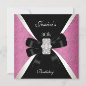 Invitation Rose Noir Blanc 30e Anniversaire (Devant)