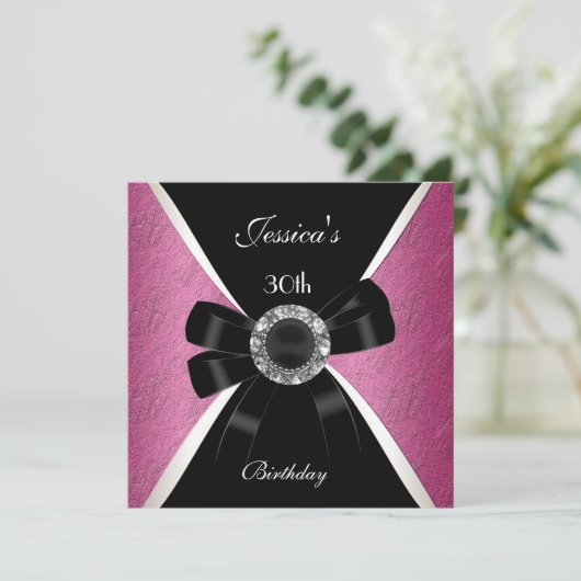 Invitation Rose Noir Blanc 30e Anniversaire 2 (Debout devant)