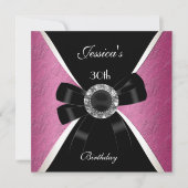 Invitation Rose Noir Blanc 30e Anniversaire 2 (Devant)