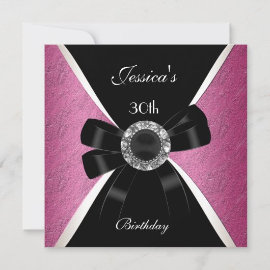 Invitation Rose Noir Blanc 30e Anniversaire 2 (Devant)