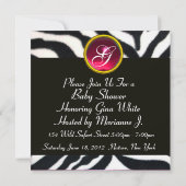 Invitation ROSE NOIR BLANC ZEBRA FUR Modèle photo (Dos)