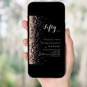 Invitation Rose noir confetti d'or anniversaire