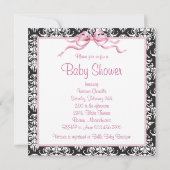 Invitation Rose Noir Damas bébé fille Douche (Dos)