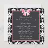 Invitation Rose Noir Damask Doux 16 Partie (Dos)