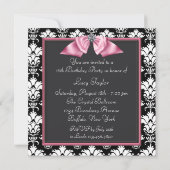 Invitation Rose Noir Damask Doux 16 Partie (Dos)