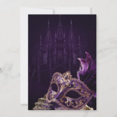 Invitation Rose Noir Douze Ans Masqué Élégant Vénitien (Dos)