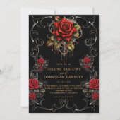 Invitation Rose noir floral Moody Mariage gothique  (Devant)