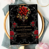 Invitation Rose noir floral Moody Mariage gothique 