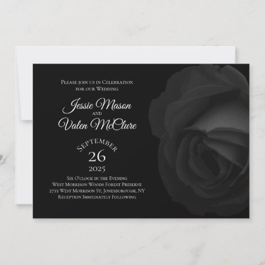 Invitation Rose noir foncé gothique Élégant mariage Invitatio (Devant)