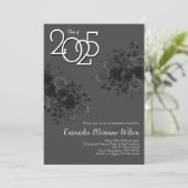 Invitation Rose noir foncé gothique fête de graduation gris (Debout devant)