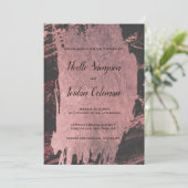 Invitation Rose noir glam brosse d'or bracelet mariage en mar (Debout devant)