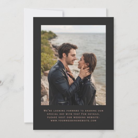 Invitation Rose noir Gold Agate photo foncé Enregistrer la da (Dos)