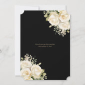 Invitation Rose noir ivoire Floral Photo Célébration de la vi (Dos)