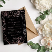 Invitation Rose noir Mariage Floral or